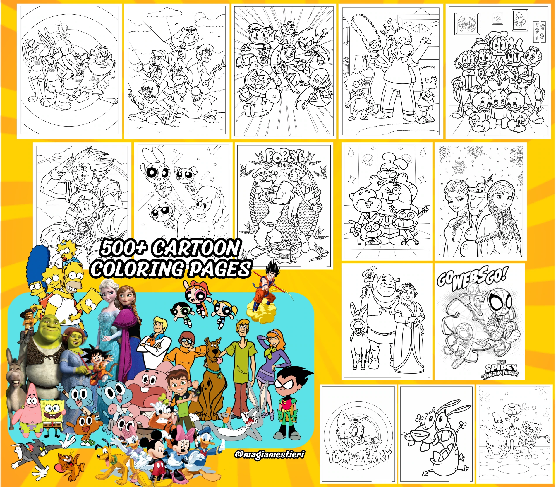 500 Cartoon Coloring Pages
