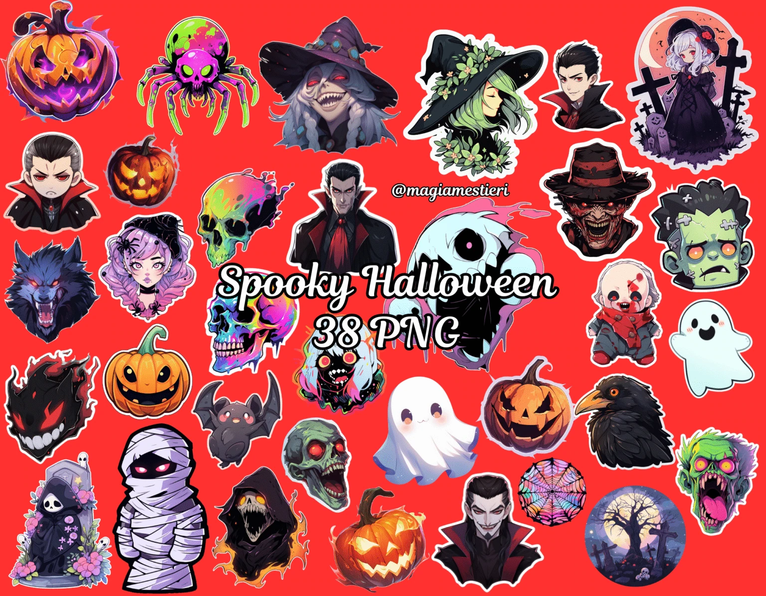 Spooky Halloween Stickers PNG